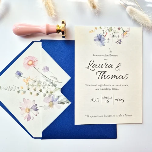 Invitație nuntă tipărită față-verso A11