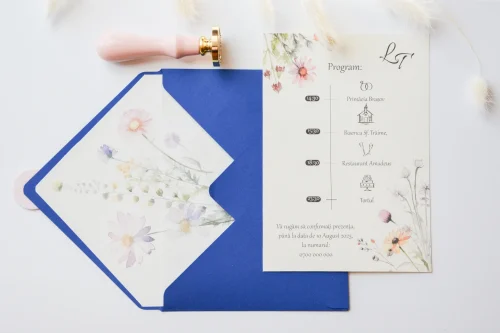 Invitație nuntă tipărită față-verso A11 - imagine 3