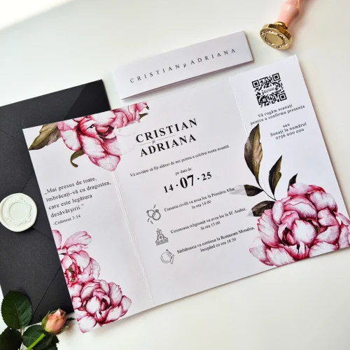 Invitație nuntă tipărită A5 - imagine 2