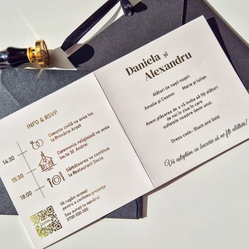 Invitație nuntă tipărită folio A9 - imagine 4