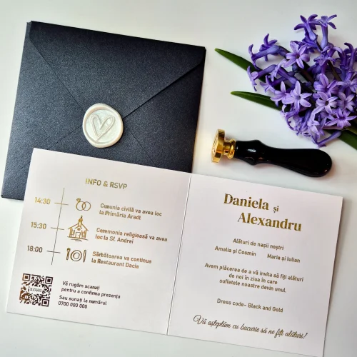 Invitație nuntă tipărită folio A9 - imagine 3