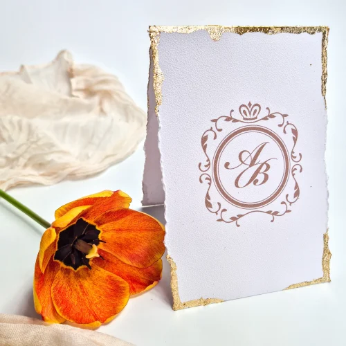 Număr masă nuntă fold cu colțuri aurite și margini rupte N1 - imagine 2